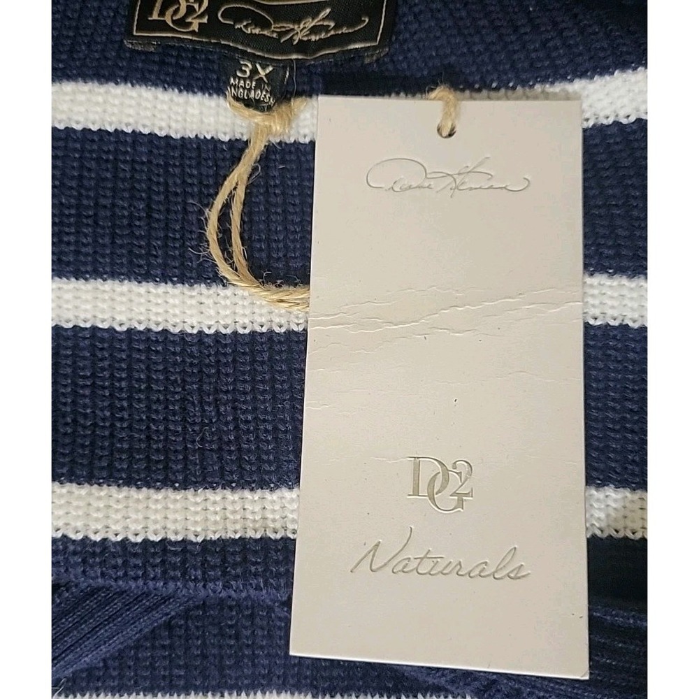 DG2 Diane Gilman 3X Organic Cotton NWT Nautical Striped Collared‎ Pullover Navy - Picture 3 of 10